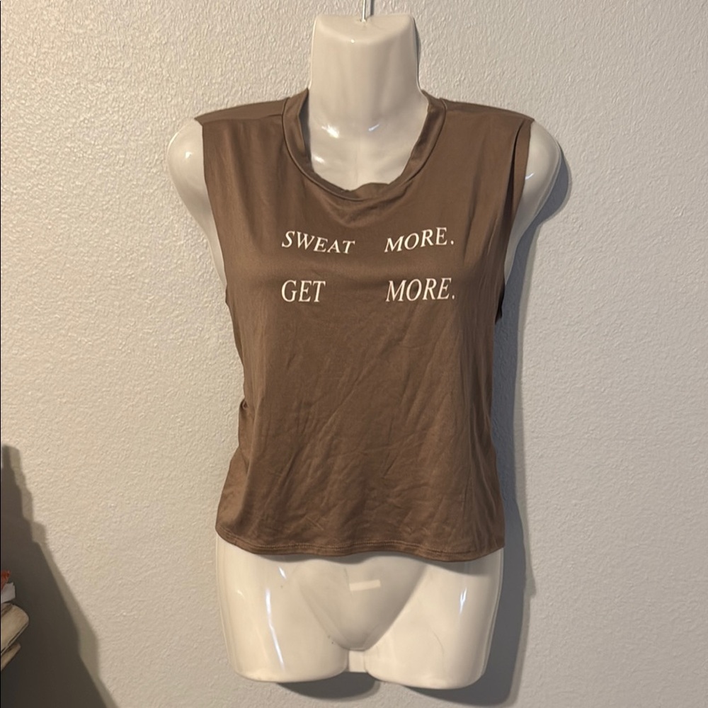 Tan Crop Muscle Tee Sleeveless